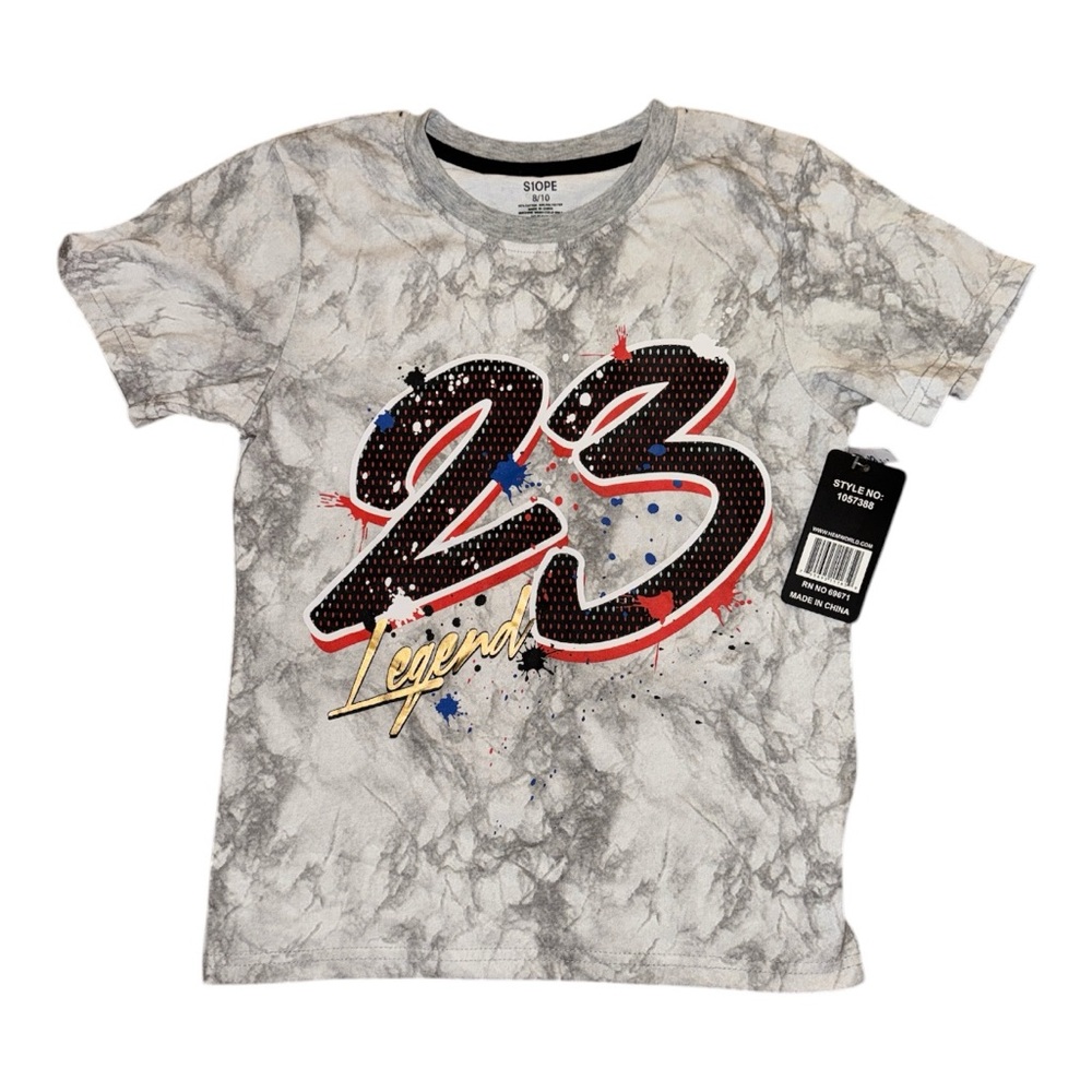 Kids '23 Legend' Marble Print Tee - Gray size 8/10